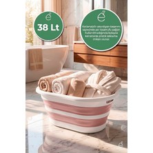 Evonita Katlanabilir Çamaşır Leğeni 38 Lt Akordiyon Sepet Yer Kaplamaz Katlanır Banyo Organizer