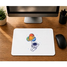 Mor Mürekkep Selam Astronot Tasarım - Baskılı Mouse Pad