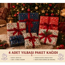 HUR-AY PACK Yılbaşı Hediye Paketi Kağıdı 4’lü Set 50X70 cm – Noel Temalı Christmas Paketleme Kağıdı