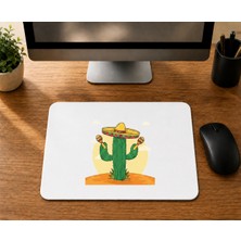 Mor Mürekkep Marakas Kaktüs Tasarım - Baskılı Mouse Pad