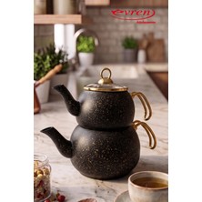 EVREN MUTFAK Gold Stone Küre Granit Çaydanlık Takımı Orta Boy (1+2 Lt)