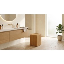 Lumindra Doğa Ahşap Bambu Çöp Kovası Kare Tasarım Banyo ve Mutfak Için Çöp Kovası