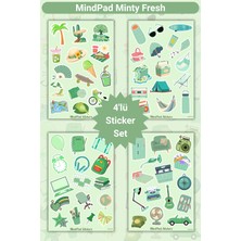 MindPad Studio Pastel Yeşil Temalı 4'lü Sticker Seti - Sevimli Ev Ofis Kamp Piknik Günlük Süsleme Seti, Scrapbook Etiketleri, Ajanda, Bullet Journal, Not Defteri, Planlayıcı