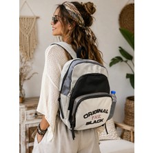 Street Bag Unisex Kanvas Su Geçirmez Nakışlı Yazılı Seyahat Okul Sırt Çantası