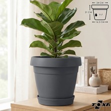 1 Adet 5,5 Litre Mono Saksı Tabaklı Drenaj Delikli Plastik Çiçek Saksısı