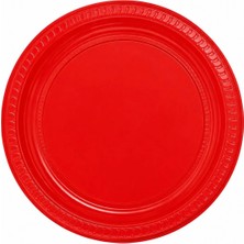 Belirtilmemiş Kırmızı Plastik Tabak 22 cm 25 Adet