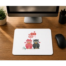 Mor Mürekkep Love You Kuşlar - Baskılı Mouse Pad