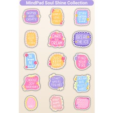 MindPad Studio 15’li Motivasyonel Tasarım Sticker Seti - Soul Shine, Suya Dayanıklı Parlak Laptop, Matara, Ajanda Etiketi, Parlak Yüksek Çözünürlüklü