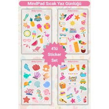 MindPad Studio Sıcak Yaz Günlüğü Yaz Temalı 4'lü Sticker Seti - Havuz, Plaj, Deniz ve Denizaltı Günlük Süsleme, Scrapbook, Bullet Journal, Defter Süsleme Etiketi