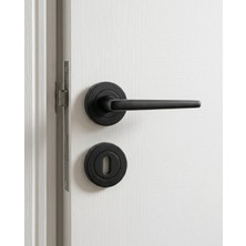 İstanbul Door Handles Tokyo Mat Siyah Daire Rozetli Oda Kapı Kolu - 1 Takım