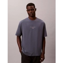 Calvin Klein Erkek Bisiklet Yaka Kısa Kol Slim Fit Ck Yaz Desen Gri T-Shirt LV04RC851G-11Z