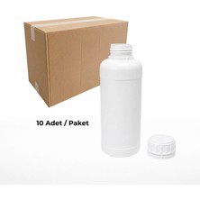 Labbakkal Numune Şişesi 1000 ml 10 Adet - Yuvarlak Beyaz Kilitli Kapaklı Numune Kabı