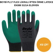 Beybi Arge Toptan PL17 Flex Likralı Ipten Örme Lateks Eldiven 12 Adet No 10 Xl