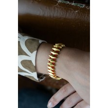 Serenite Collection Double Lance Altın Kaplama Kırmızı Bronz Bileklik