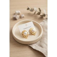 Rafiel 316L Çelik Gold Renk Incili Model Küpe