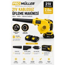 Pro Müller Alman Profesyonel 21 V 2 Ah Devir Ayarlı Çift Akülü Hava Üfleme / Emme Toz Toplama Makinesi