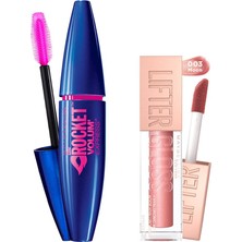 Zemira New York Volum' Express Rocket Ekstra Siyah Maskara + Lifter Gloss Nemlendirici Dudak Pa