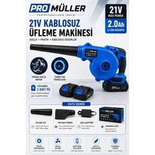 Pro Müller Alman Profesyonel 21 V 2 Ah Devir Ayarlı Çift Akülü Hava Üfleme / Emme Toz Toplama Makinesi