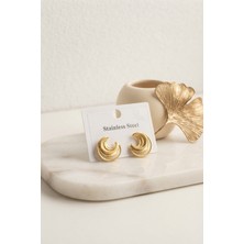 Rafiel 316L Çelik Gold Renk Ay Model Kadın Küpe