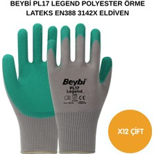 Beybi Arge Toptan PL17 Legend Polyester Örme Lateks Eldiven 12 Adet No 10 Xl