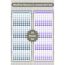 MindPad Studio 2'li Lavanta & Okyanus Yuvarlak Harf Sticker Seti, Mavi Mor Alfabe Çıkartması, Scrapbook, Bullet Journal, Defter Ajanda Süsleme Etiketleri