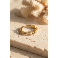 Rafiel Gold Renk Zirkon Taşlı Zincir Model Kadın Yüzük