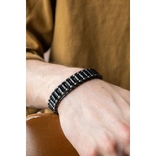 Serenite Collection Siyah Akik ve Hematit Taşı Desenli Bileklik
