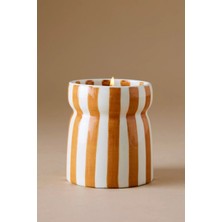 Anthropologie Paddywax Cabana Sienna Sunset Çizgili Seramik Mum