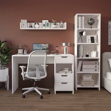 Roewood Trio Kitaplıklı Çalışma Masası Beyaz