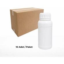 Labbakkal Numune Şişesi 500 ml 10 Adet - Yuvarlak Beyaz Kilitli Kapaklı Numune Kabı