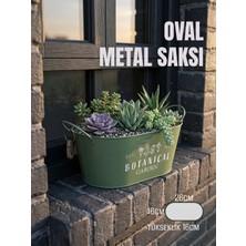 Via Gardenia Oval Metal Saksı 16X16X12 cm Haki