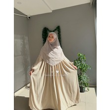 Yüsra Collection Tesettür Ayrobin Elbise ve Kısa Boy 3 Katlı Sufle 2'li Takım