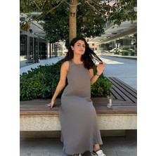 Cherie Style Kadın Dökümlü Desenli Midi Elbise