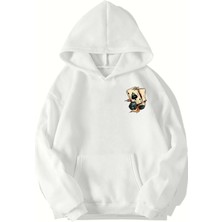 Brz Collection Unisex Oversize Minimal Poker Cards Hoodie (Beyaz)