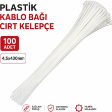 Badem10 Plastik Kablo Bağı Cırt Kelepçe 4.5X430 mm 100 Adet Beyaz Kablo Toplama Düzenleme Sabitleme Aparatı