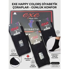 Exe Happy Colors 3 Çift Diabetic Çorap Dikişsiz Coton Siyah