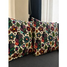 Eys Dijital Baskılı Çift Taraflı Pamuklu Kırlent Kılıfı – Gizli Fermuarlı, Astarlı (45×45 Cm) 2'li Set