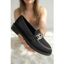 Zerenyus ZRK-X021 Premium Casual Siyah Triko Ortopedik Taban U Toka Günlük Babet