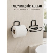 Soontech 2’li Duvara Yapışkanlı Tuvalet Kağıtlığı Siyah Metal Pratik Rulo Tutucu