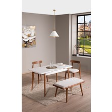 Ganni Home Lima Açılır Yemek Masası Krem Ceviz – Mdf Tabla, Gürgen Iskeletli Modern Tasarım