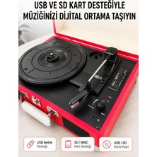 Astraltech Bluetooth Bağlantılı Portatif Pikap 33 45 78 Devir Dahili Hoparlör ve Şarj Edilebilir Pil