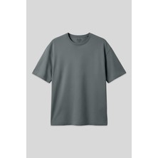 Air Jones Haki Pamuklu Kalın Yumuşak Dokulu Oversize Fit Basic Erkek T-Shirt - 88377