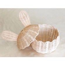 St. Morritz Tavşan Kulaklı Sepet Rattan Bambu Hasır Sepet Çocuk Odası Düzenleyici