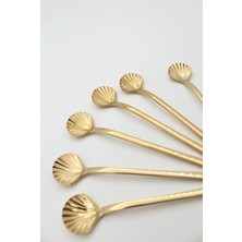 St. Morritz 6'lı Gold Midye Kaşık & Çay Kaşığı & Tatlı Kaşığı & Karıştırma Kaşığı