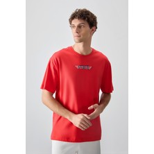 Air Jones Fiesta %100 Pamuk Kalın Yumuşak Dokulu Oversize Fit Baskılı Erkek T-Shirt - 88356