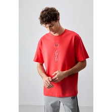 Air Jones Fiesta %100 Pamuk Kalın Yumuşak Dokulu Oversize Fit Baskılı Erkek T-Shirt - 88355