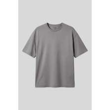 Air Jones Koyu Gri %100 Pamuk Kalın Yumuşak Dokulu Oversize Fit Basic Erkek T-Shirt - 88353