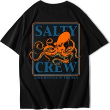 Brz Collection Unisex Oversize Octopus T-Shirt Siyah