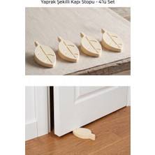 Tiesa Home 4'lü Slikon Kapı Altlığı Altı Stoperi Durdurucu Takozu Krem Yaprak Modeli
