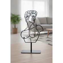 Bafidica David Heykeli Metal Masaüstü Biblo Siyah Lazer Kesim Ofis Dekorasyonu Yükseklik: 18 cm